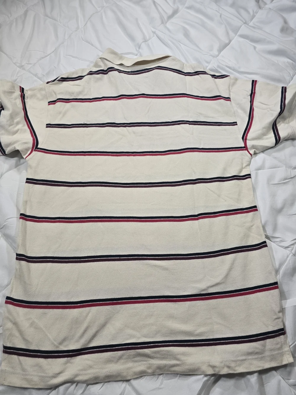 Vintage Mecca Cream Polo with Red and Black Stripes Size XL